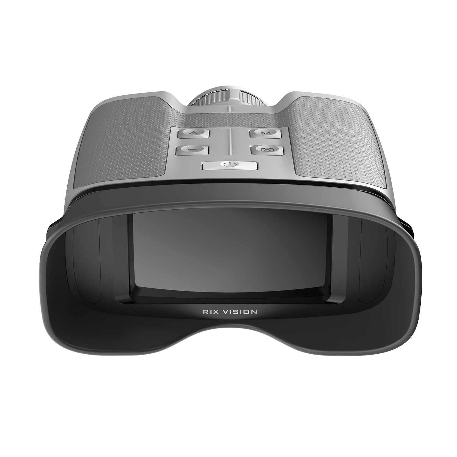 A pair of front-mounted thermal binoculars