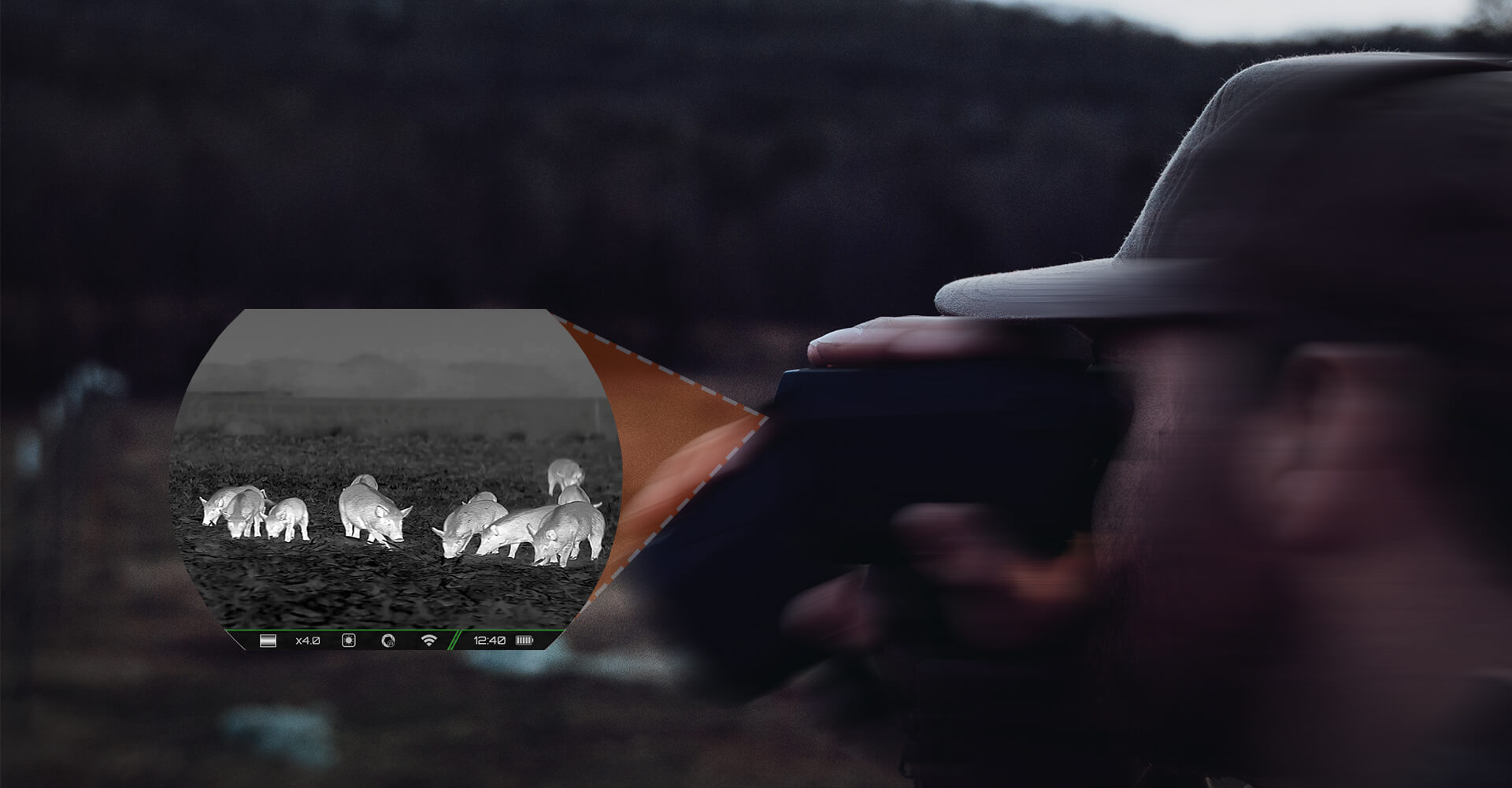 A person using a thermal imaging device to observe wildlife in the dark