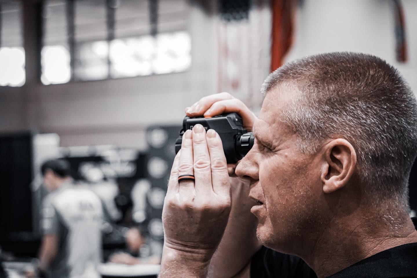 A visitor is trying out the Rix STRIDE ST6 Thermal Imaging Monocular